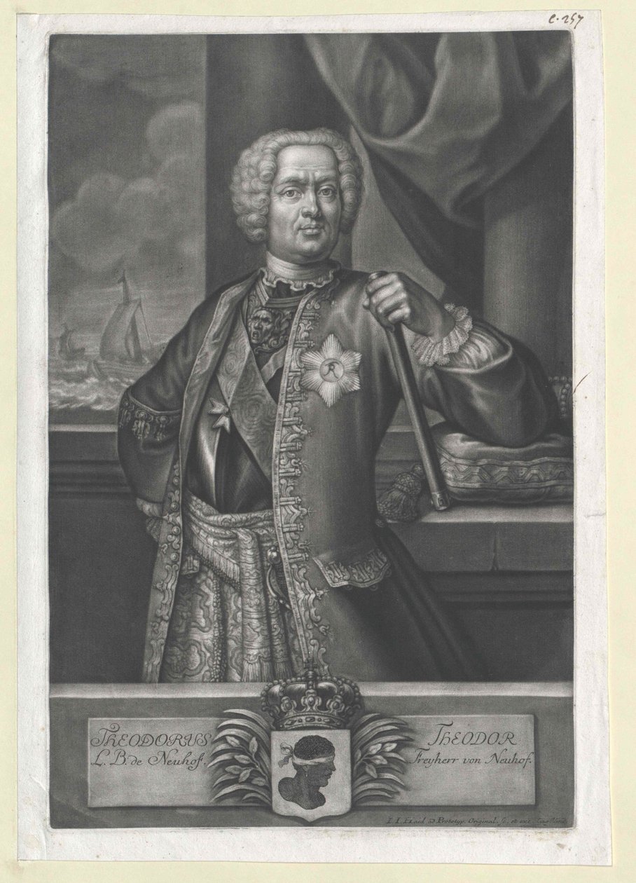 Theodor baron Neuhof door Artist Unknown