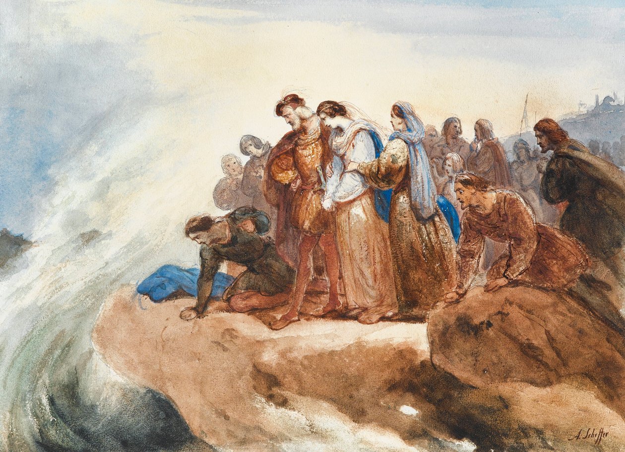 Illustratie voor de ballade Der Taucher De duiker door Friedrich Schiller door Ary Scheffer