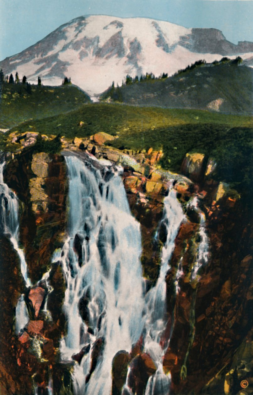 Myrtle Falls en Mount Rainier, ca. 1916 door Asahel Curtis