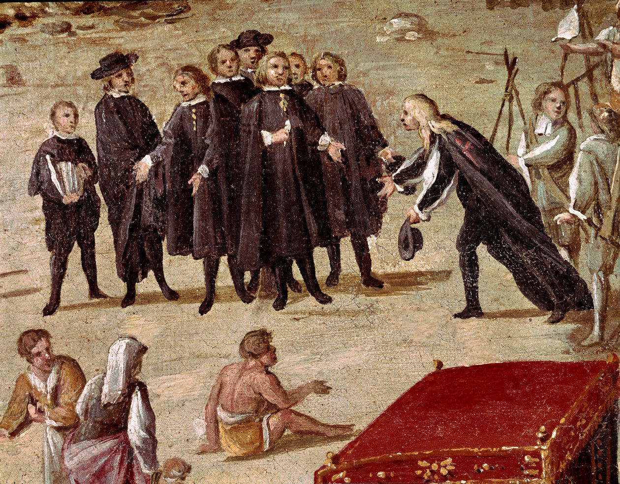 Plein van het hof van de Vicaria in Napels ten tijde van de revolutie van Masaniello (detail) door Ascanio Luciani