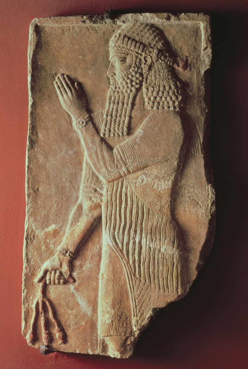 Priester met een granaatappelboomtak, uit het paleis van koning Sargon II in Khorsabad, Irak door Assyrian