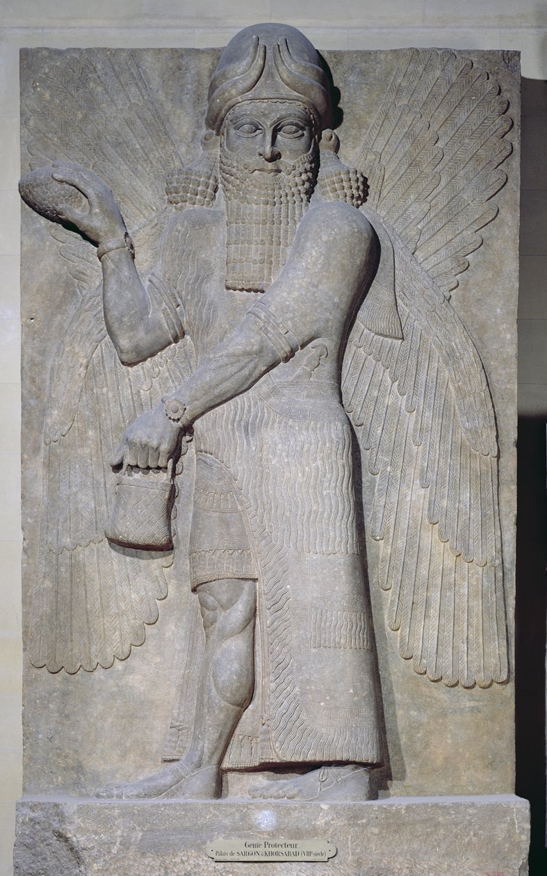 Reliëf dat een Gevleugelde Geest voorstelt, uit het Paleis van Sargon II in Khorsabad, Irak door Assyrian