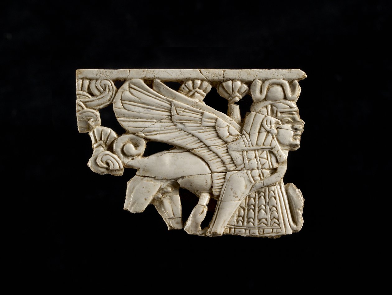Sfinxfragment uit Fort Shalmaneser, Nimrud, Assyrisch, 8e eeuw v.Chr. door Assyrian School