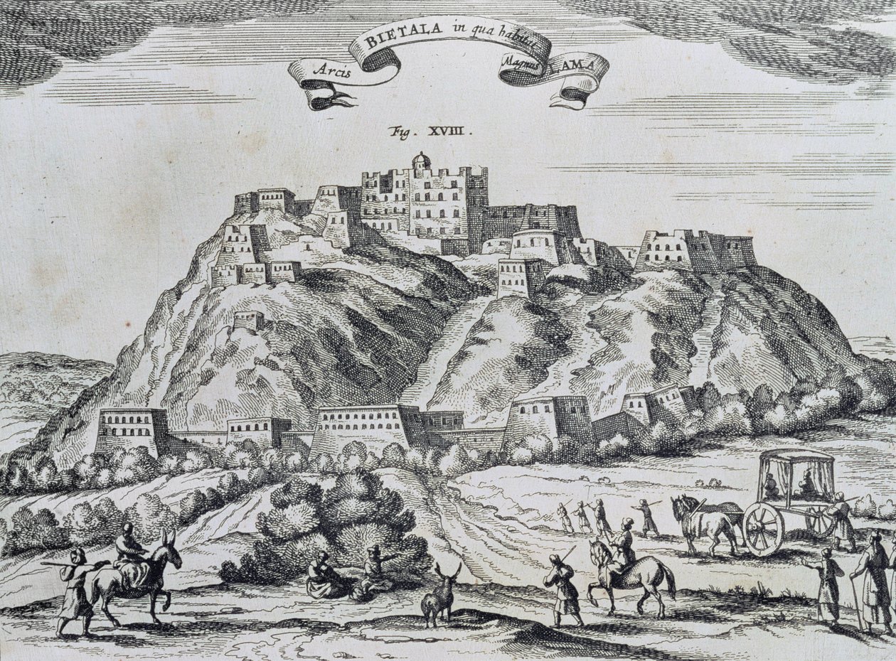 Zicht op Lhasa, hoofdstad van Tibet, uit 