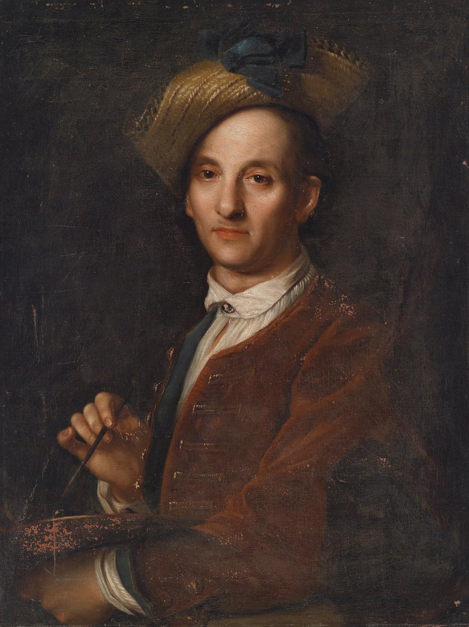 Portret van David Hoyer (1667-1720), schilder door Attributed to Jan Kupecký