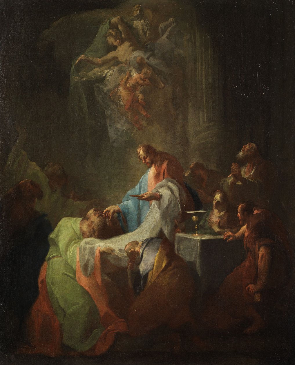 Duits: Jezus deelt de communie uit aan zijn discipelen door Attributed to Franz Sigrist