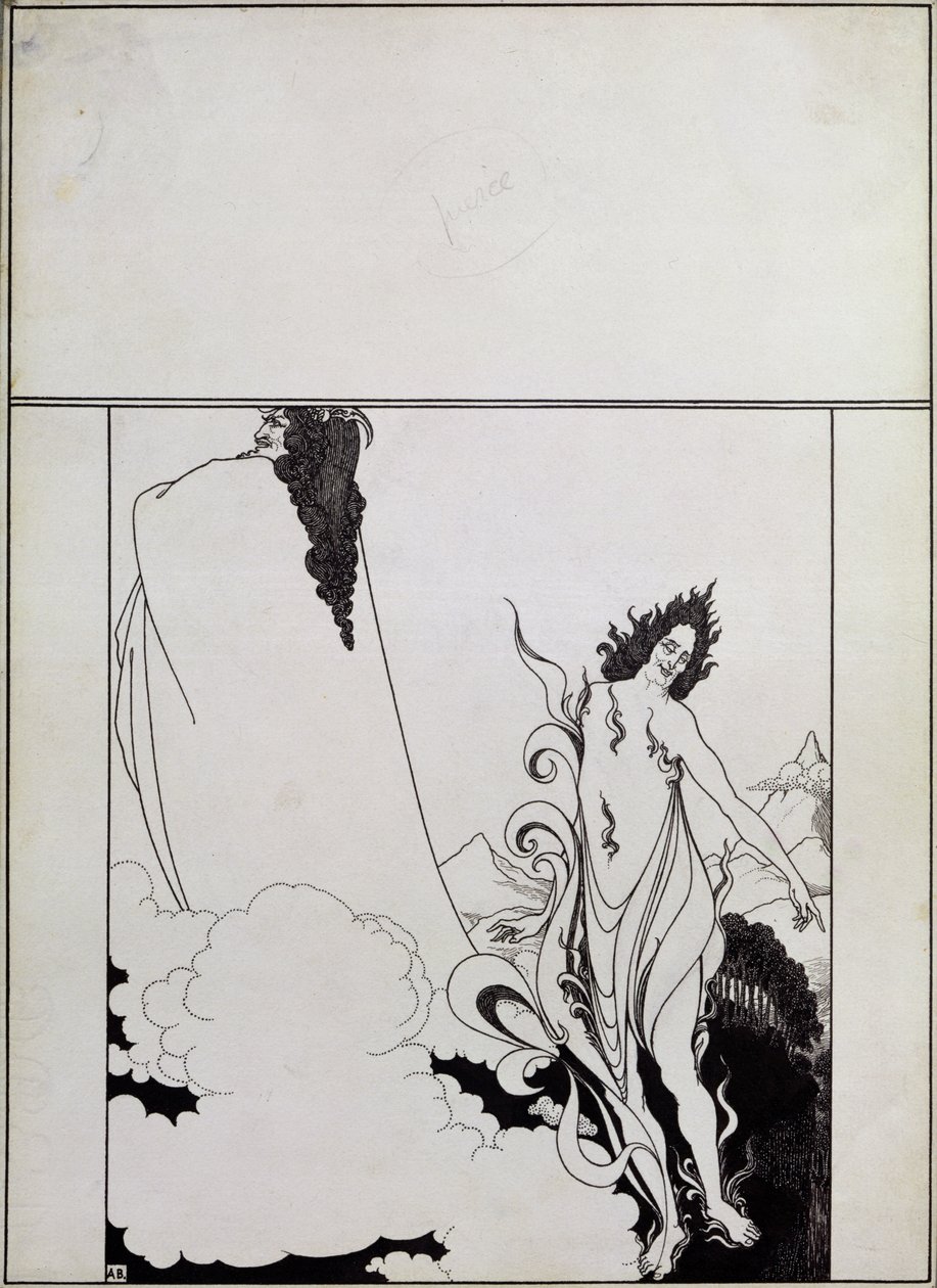 Vierde tableau van Das Rheingold, (omslagontwerp voor Savoy No. 6) door Aubrey Beardsley
