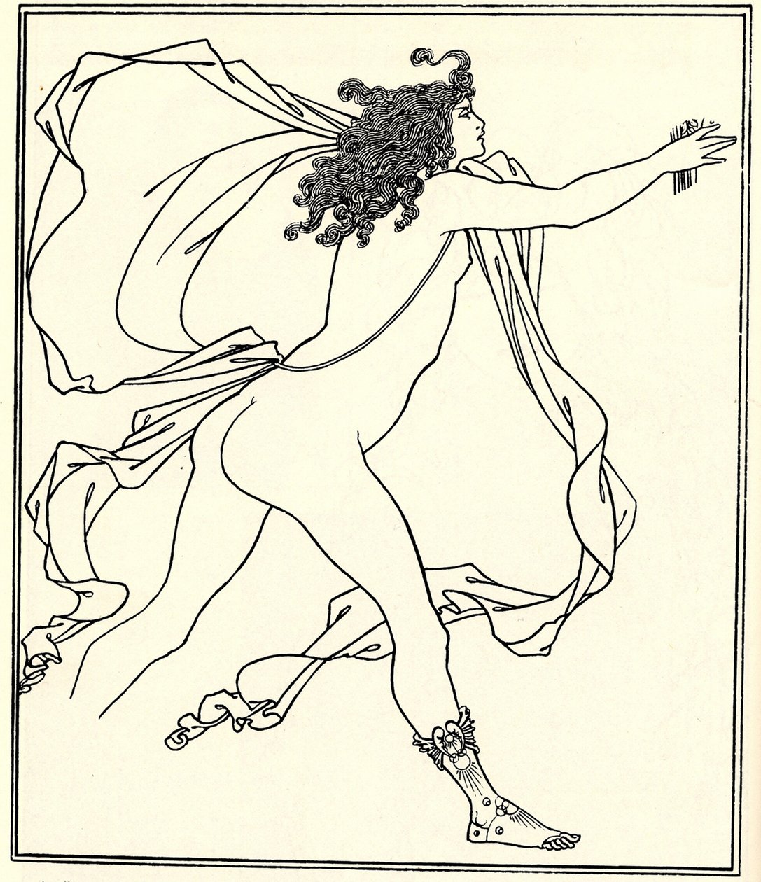 Apollo achtervolgt Daphne, 1896 door Aubrey Beardsley