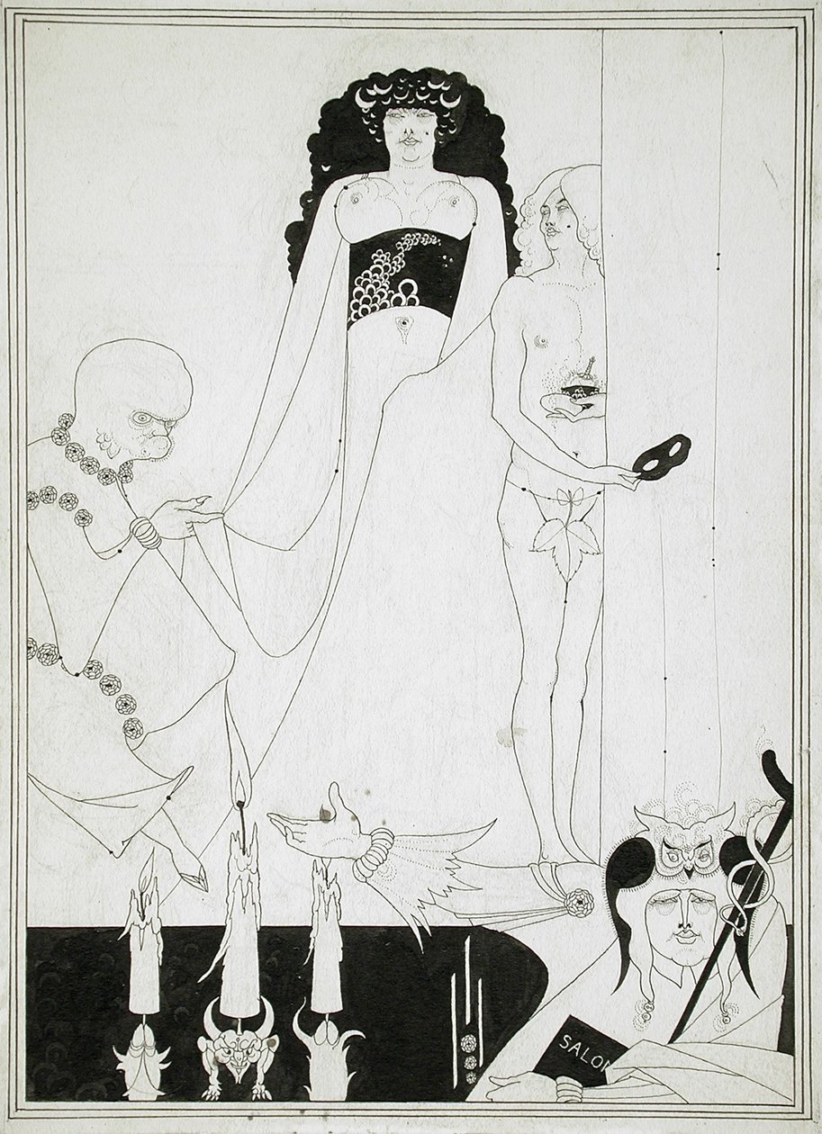 Enter Herodias. Illustratie voor Salome door Oscar Wilde door Aubrey Beardsley