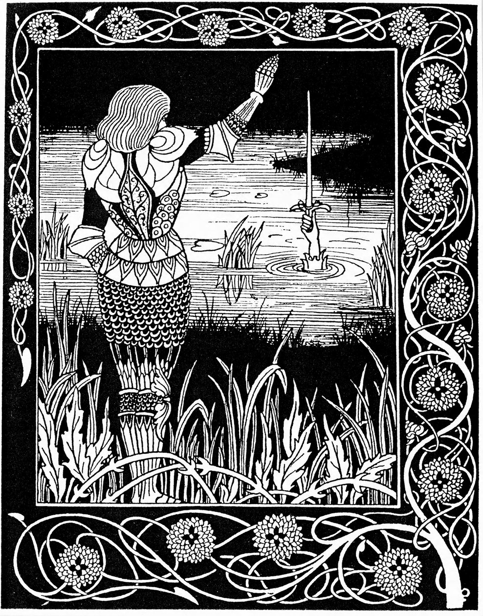 Excalibur Teruggenomen door de Dame van het Meer door Aubrey Beardsley
