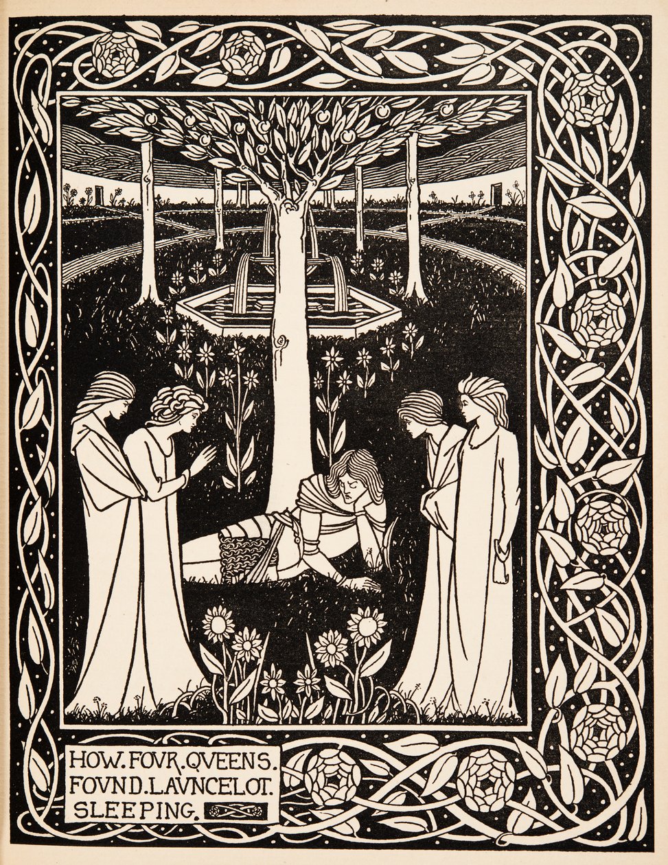 Hoe vier koninginnen Launcelot slapend vonden door Aubrey Beardsley