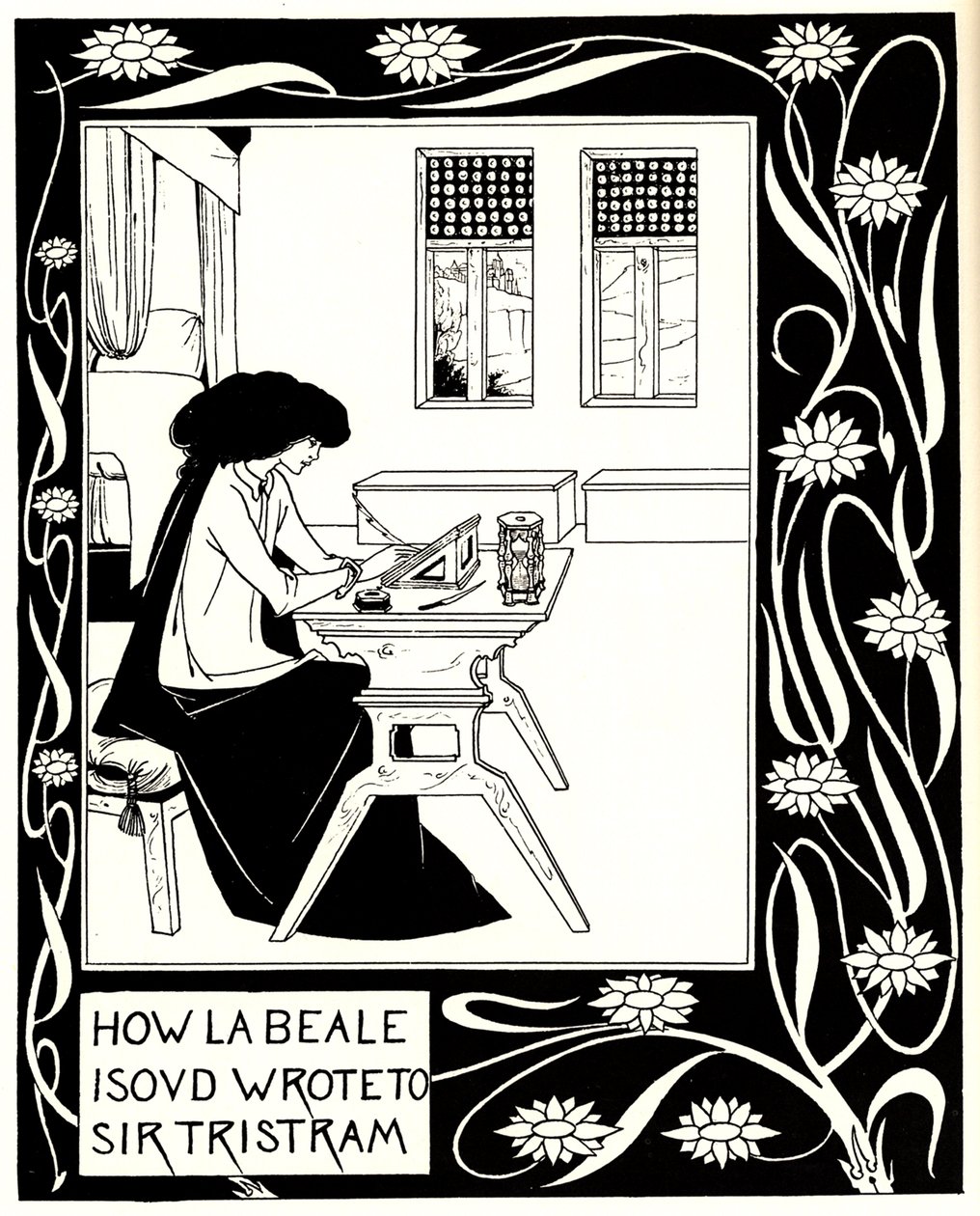 Hoe La Beale Isoud Schreef aan Sir Tristram. Illustratie bij het boek Le Morte d