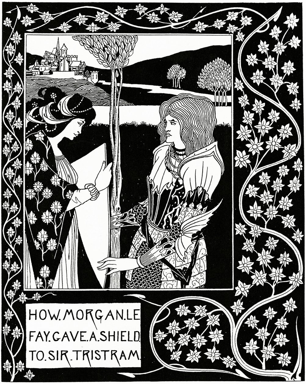Hoe Morgan le Fay een Schild aan Sir Tristram Gaf, illustratie uit 
