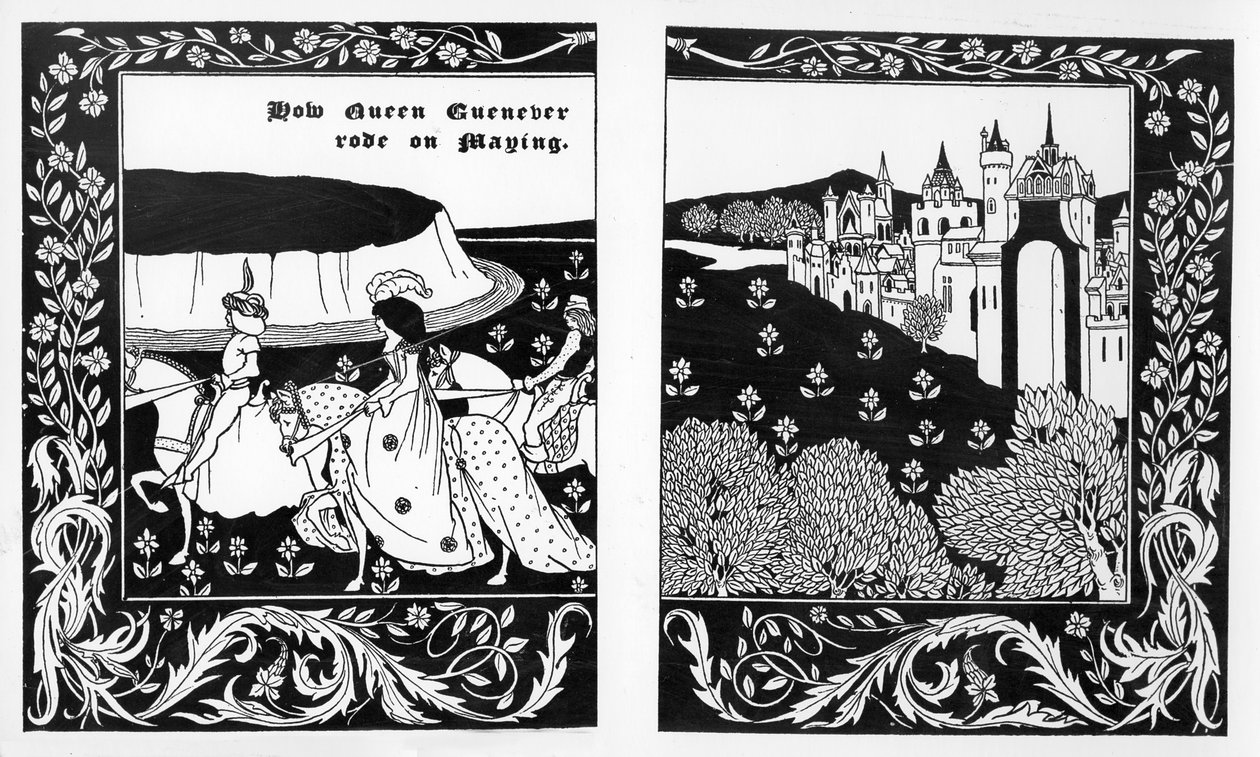 Hoe koningin Guenever op Maying reed, illustratie uit 