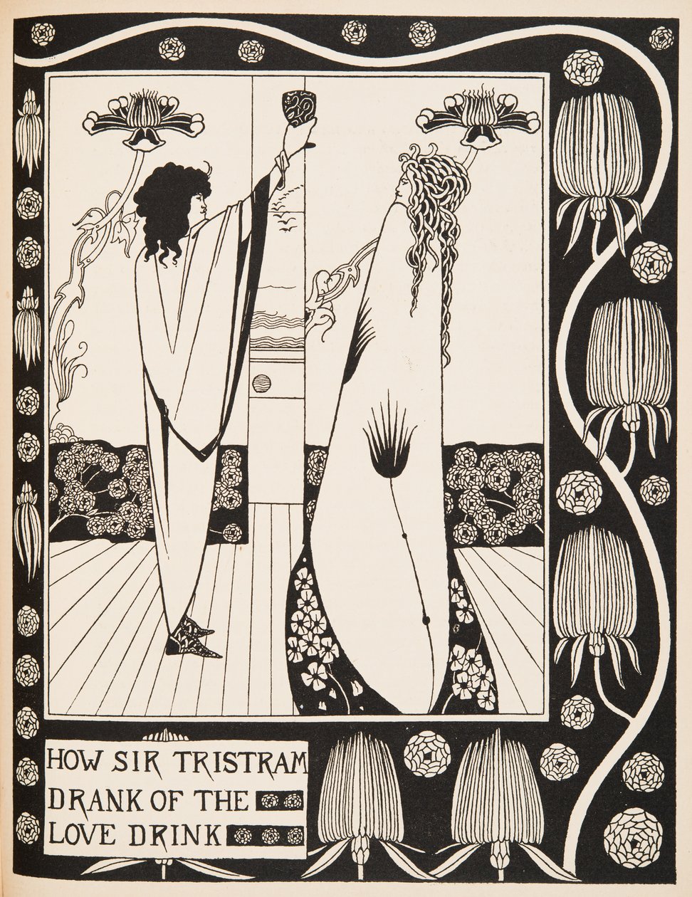 Hoe Sir Tristram de liefdesdrank dronk door Aubrey Beardsley
