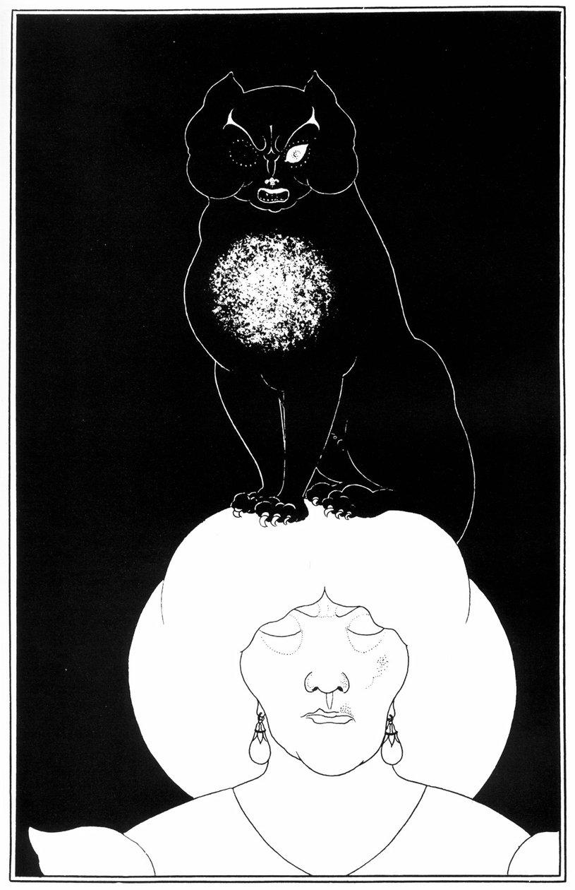 Illustratie uit The Black Cat, een kort verhaal van Edgar Allan Poe, 1895 door Aubrey Beardsley