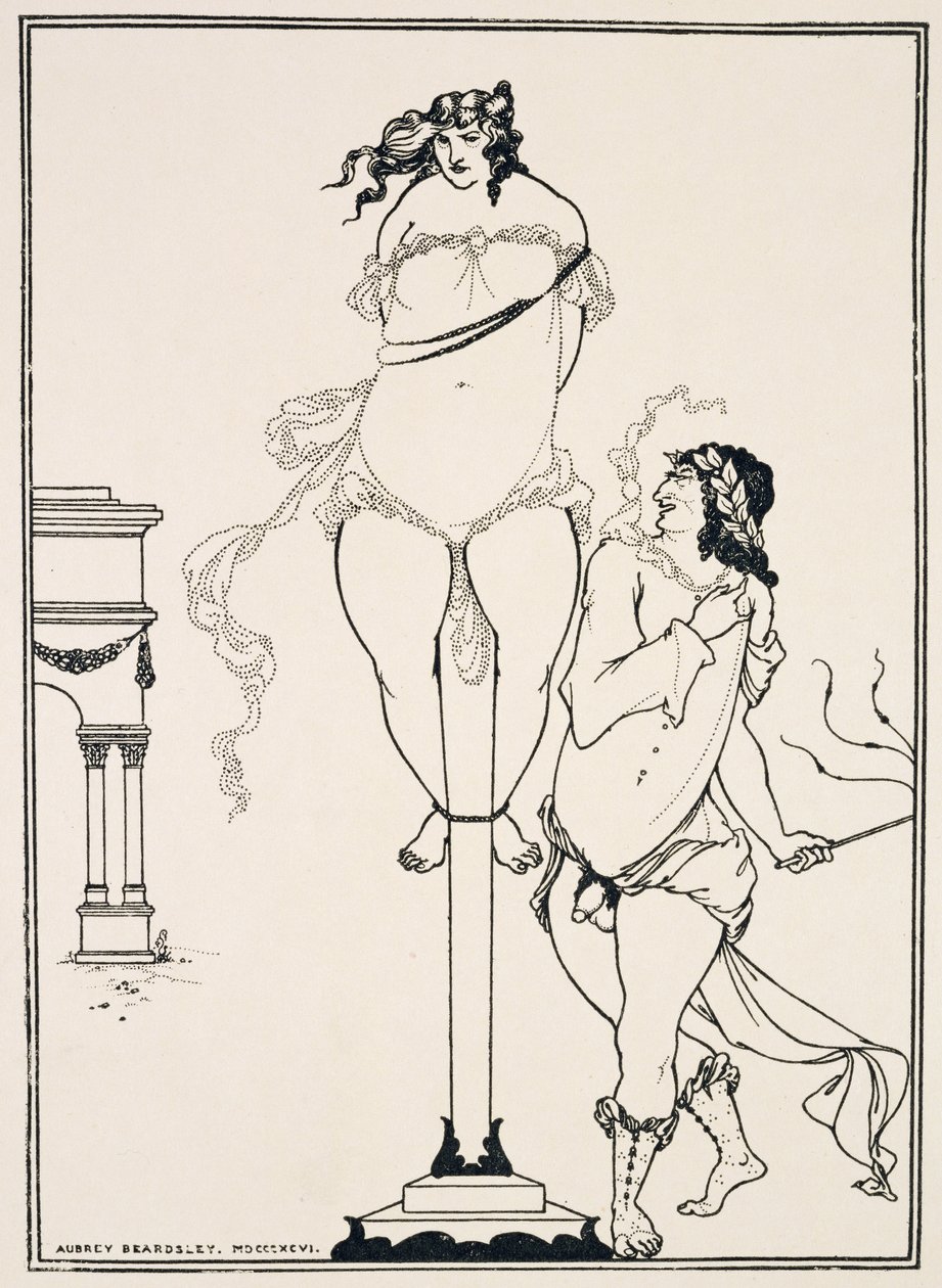 Juvenal geselt vrouw,1896 (gravure) door Aubrey Beardsley