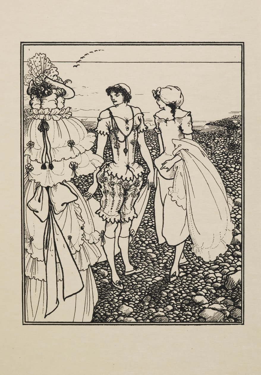Op het strand van Dieppe (De baders), uit een boek met vijftig tekeningen door Aubrey Beardsley