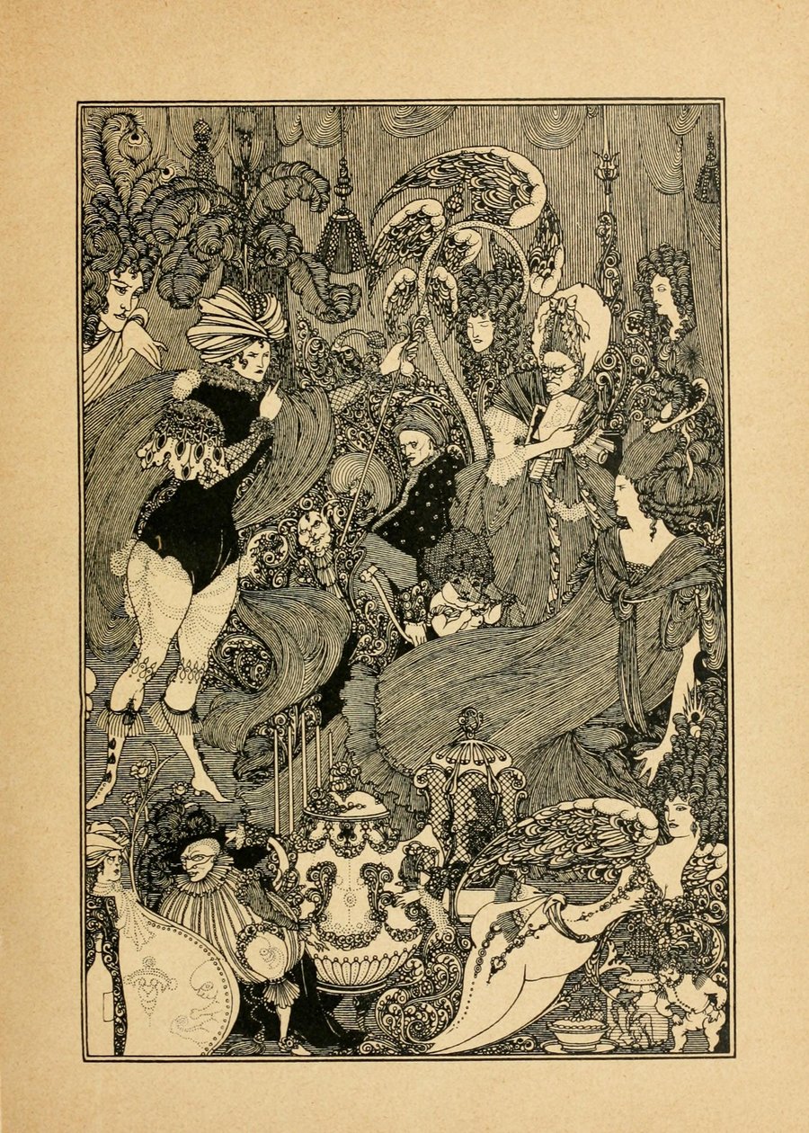 De roof van de lok. Illustratie voor De Grot van Spleen door Alexander Pope door Aubrey Beardsley