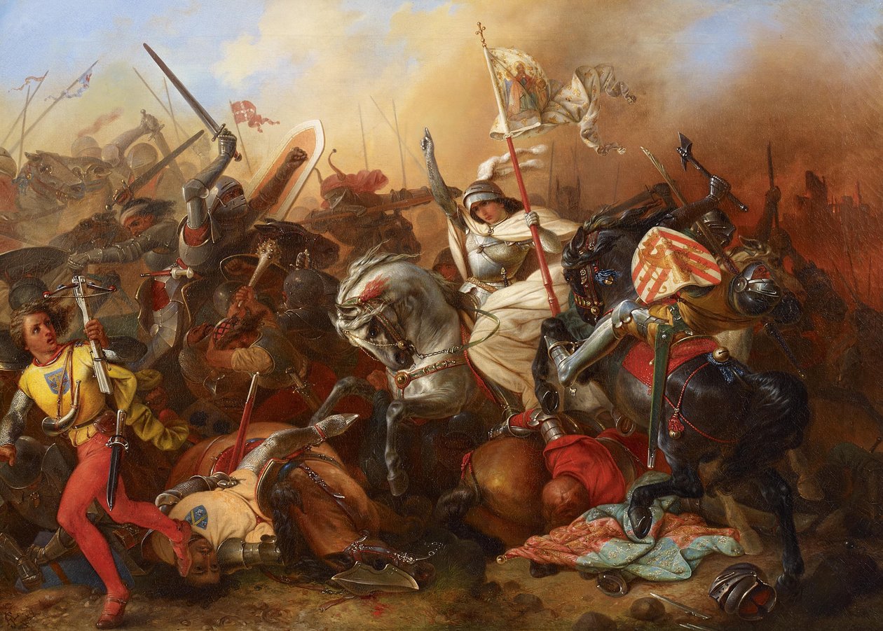 Johanna van Orléans in de strijd door August Gustav Lasinsky