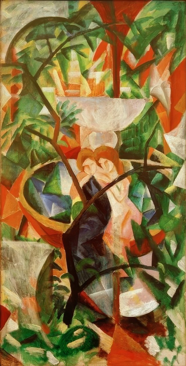 Meisje voor de fontein door August Macke