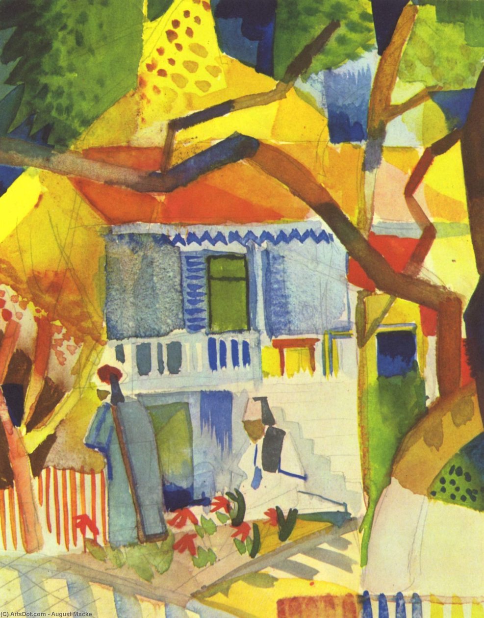 Binnenplaats van een Huis in St. Germain door August Macke