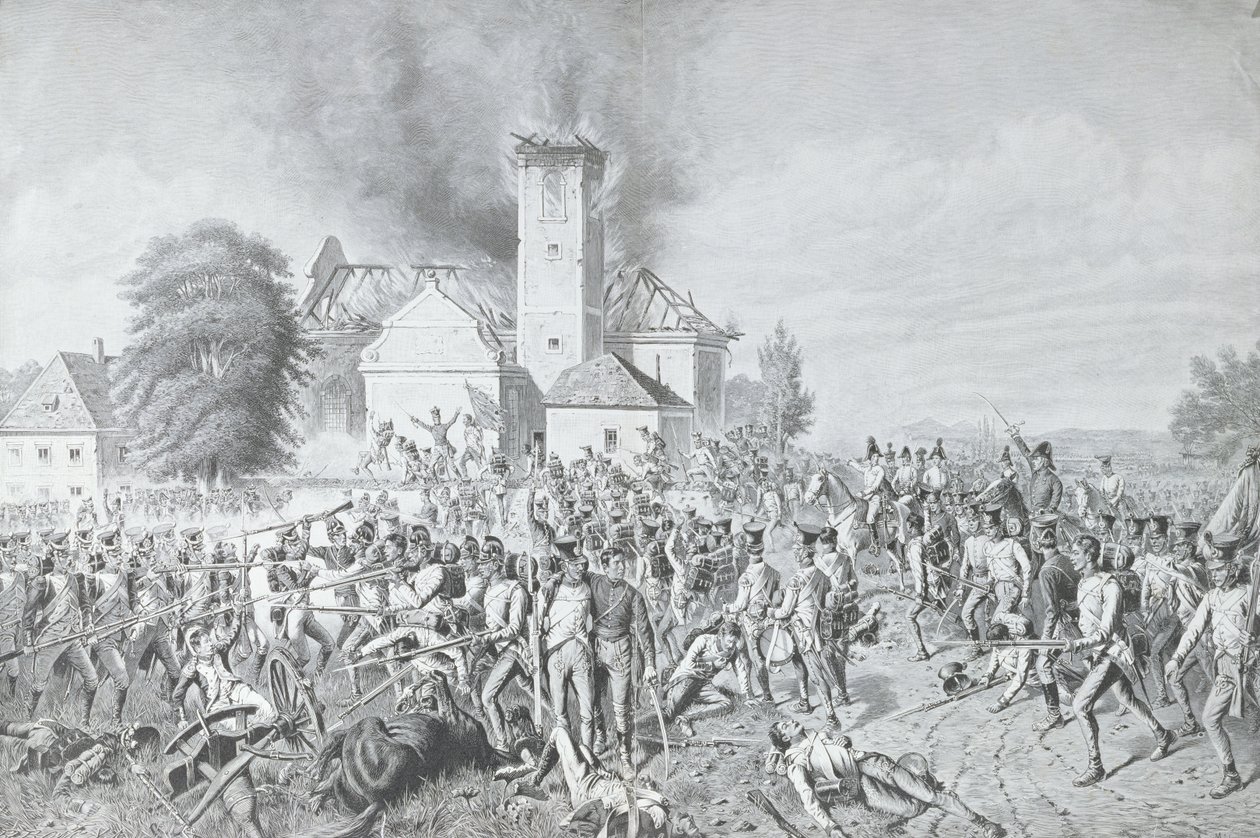 De slag bij Waterloo, gegraveerd door Richard Bong door August von Maly