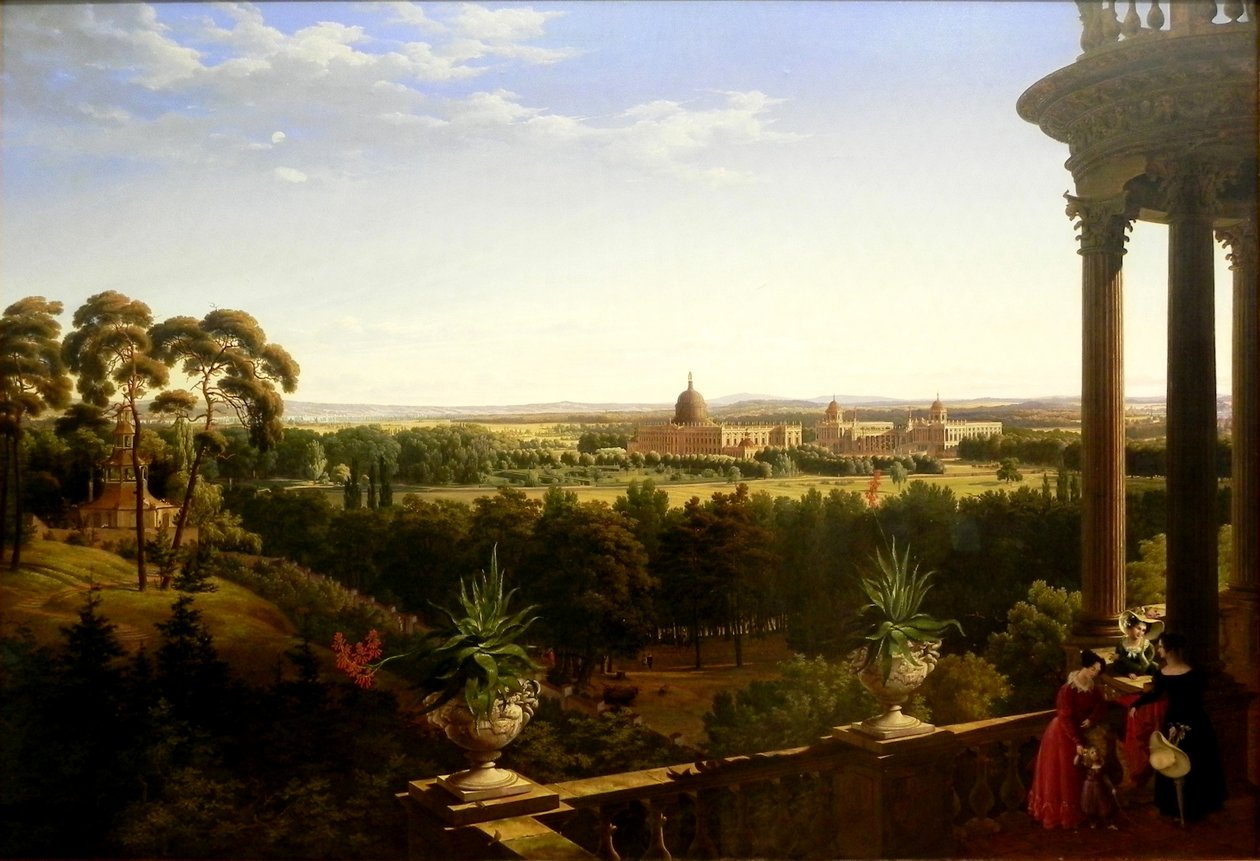Duits: Zicht op het nieuwe paleis in Potsdam door August Ahlborn