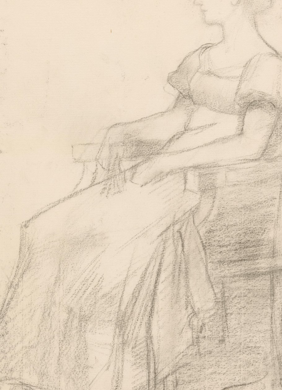 Portret en een vrouw zittend op een stoel door August Allebe