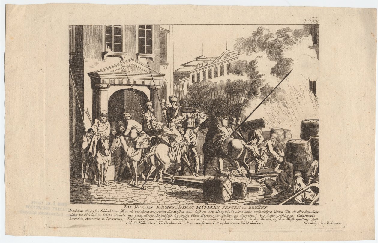 Evacuatie van Moskou door de Russen door August Friedrich Andreas Campe