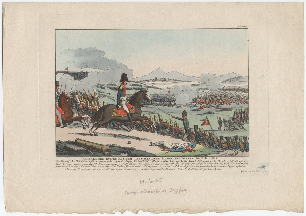 Russische aanval vanuit het versterkte kamp bij Dryssa op 15 juli 1812 door August Friedrich Andreas Campe