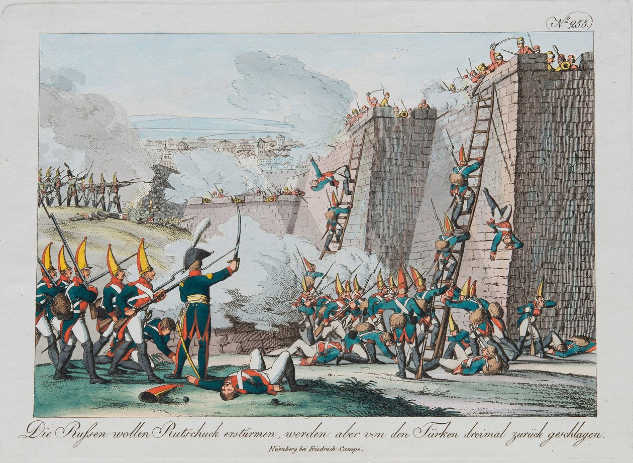 Het Beleg van de Rutchuk Vesting, c. 1830 door August Friedrich Andreas Campe