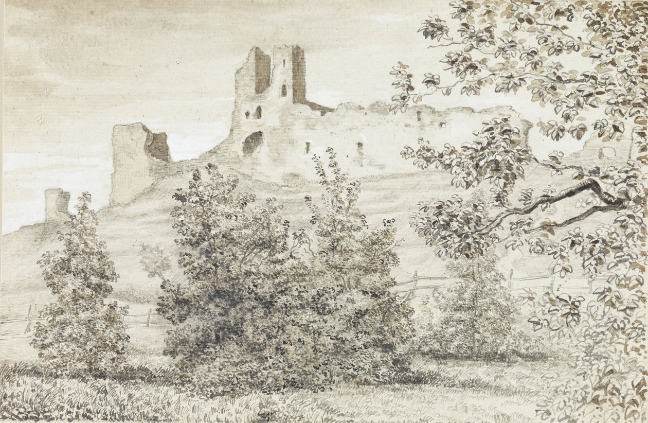 Uitzicht op de Ruïnes van Kasteel Rakvere, 1828 door August Georg Wilhelm Pezold