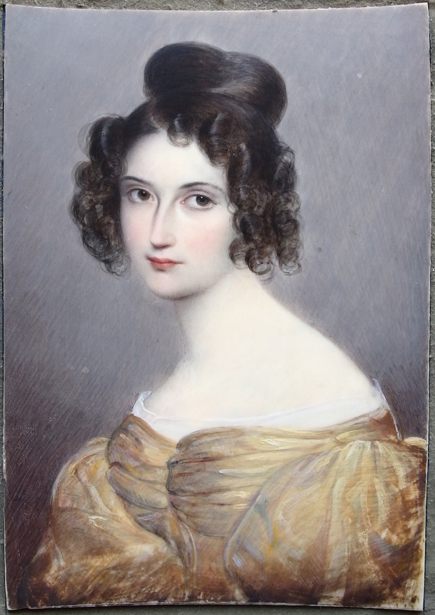Miniatur, August Grahl, onbekend Dame 1, Ivory door August Grahl