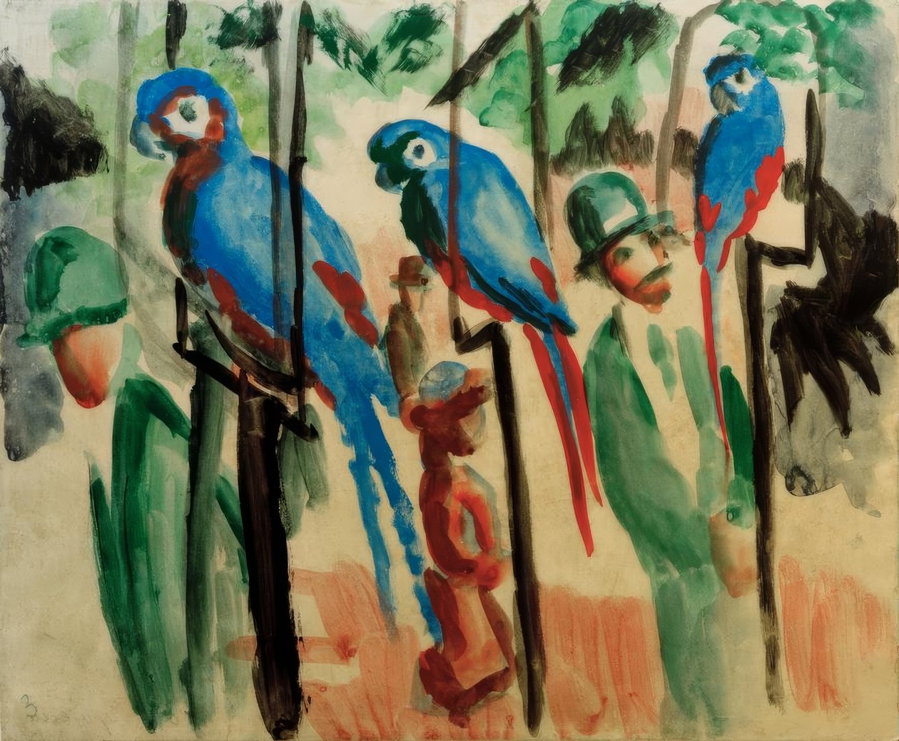 Bij de papegaaien door August Macke