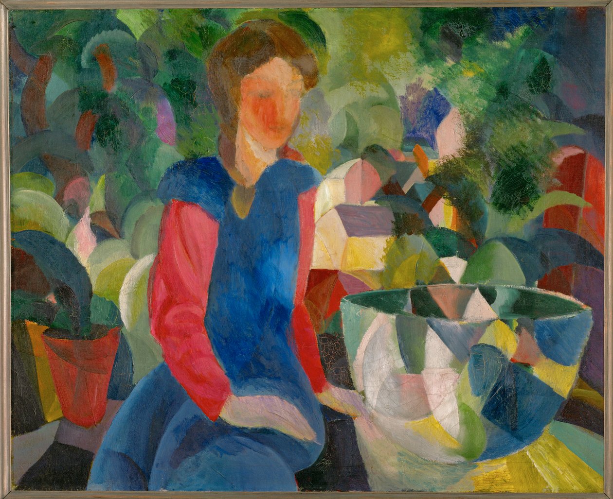 Meisje met vissenkom door August Macke
