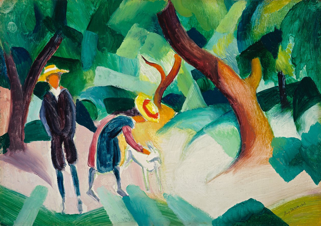 Kinderen met een geit door August Macke