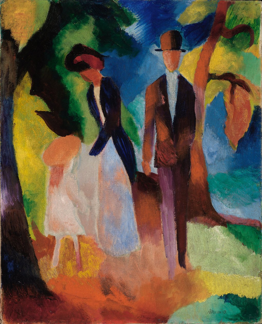 Mensen bij het blauwe meer door August Macke