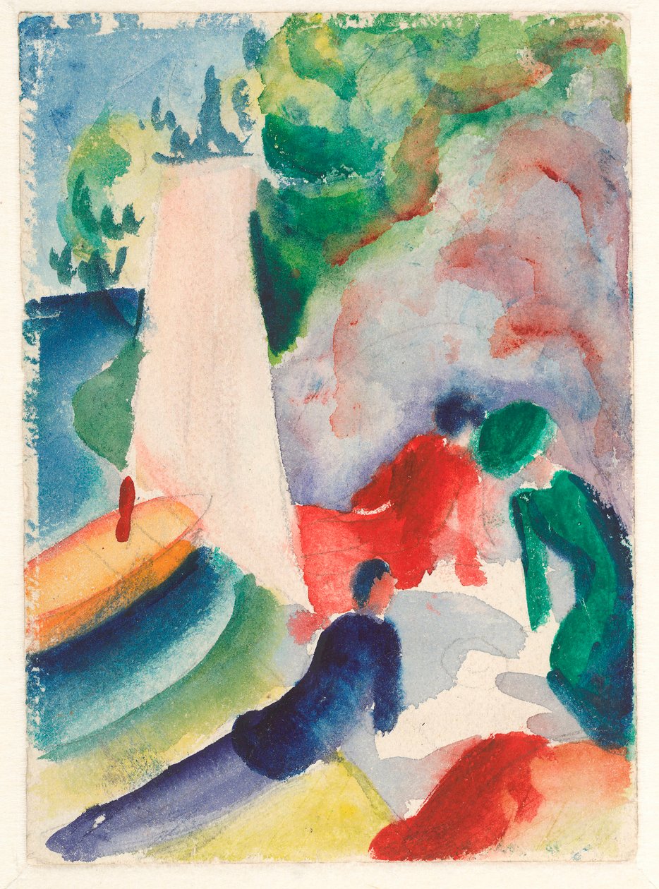 Picknick op het strand door August Macke