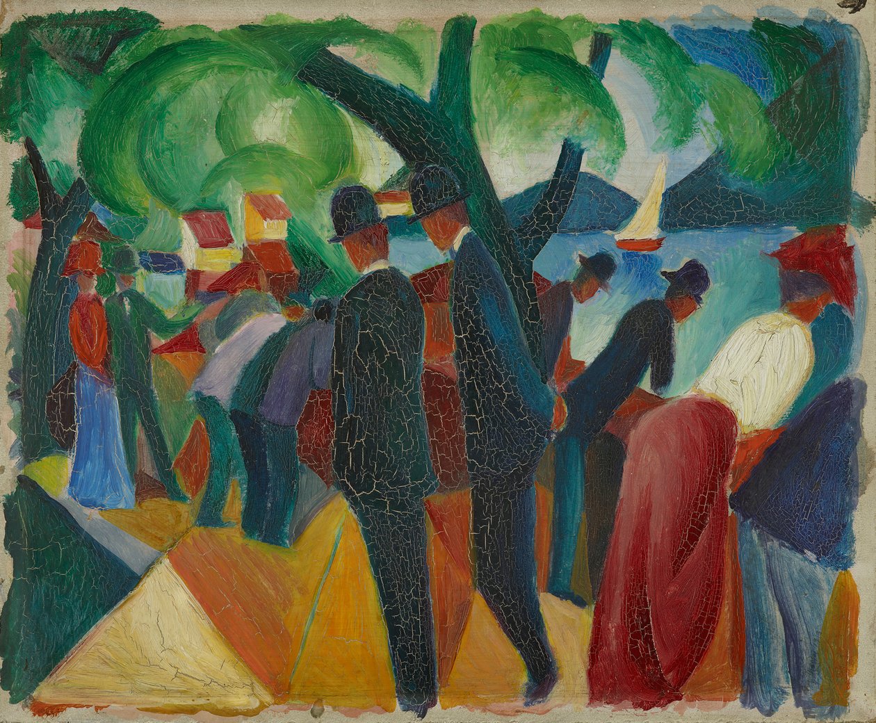 Wandeling over de brug door August Macke