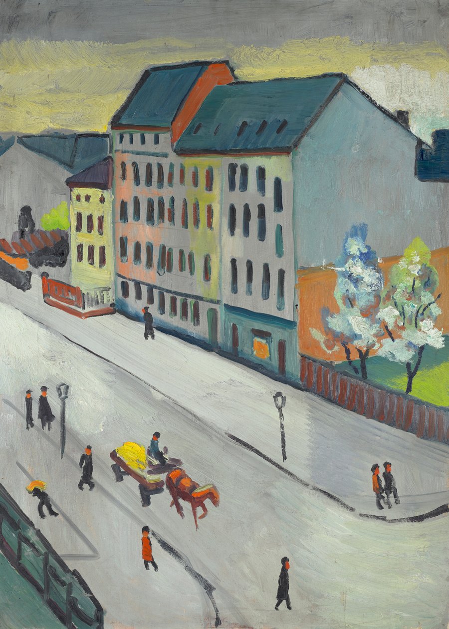 Onze straat in grijs door August Macke