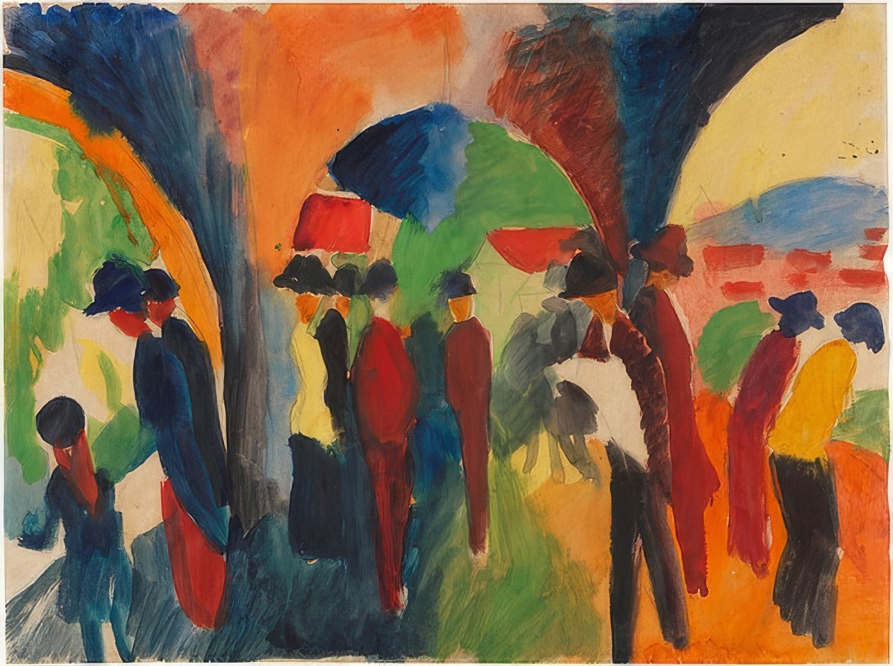 Onder de arcades van Thun (Een wandelmotief) door August Macke