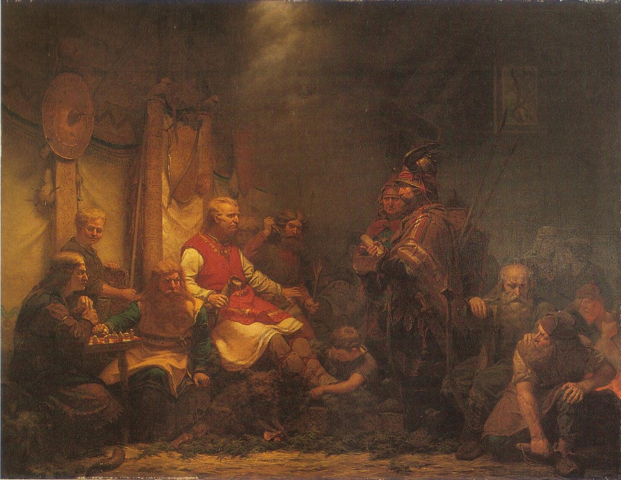 Boodschappers van koning Ella voor de zonen van Ragnar Lothbrok door August Malmström