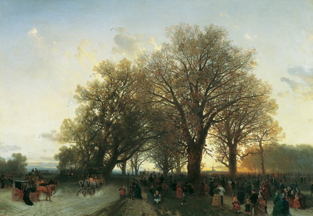 Op de terugweg van de Wereldtentoonstelling in het Weense Prater 1873 door August Schaeffer von Wienwald