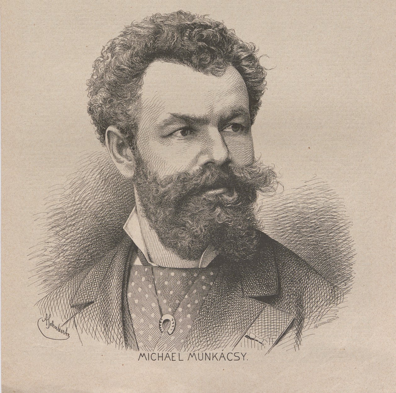 Portret van de kunstenaar Mihály von Munkácsy 1844-1900, 1880 door August Schubert