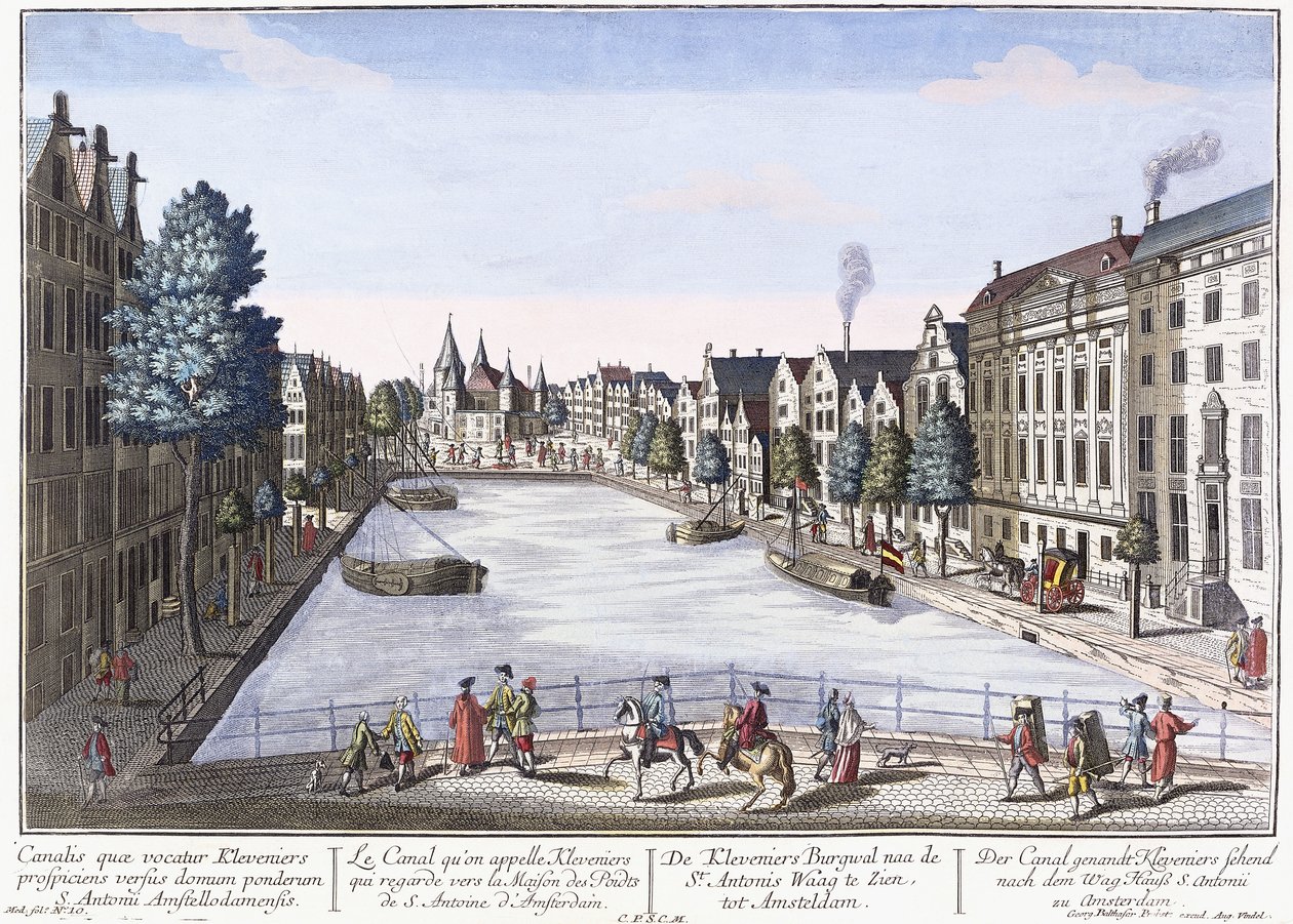 Vue van Kleveniersgracht, Amsterdam, c.1740-1770 door August Vindel