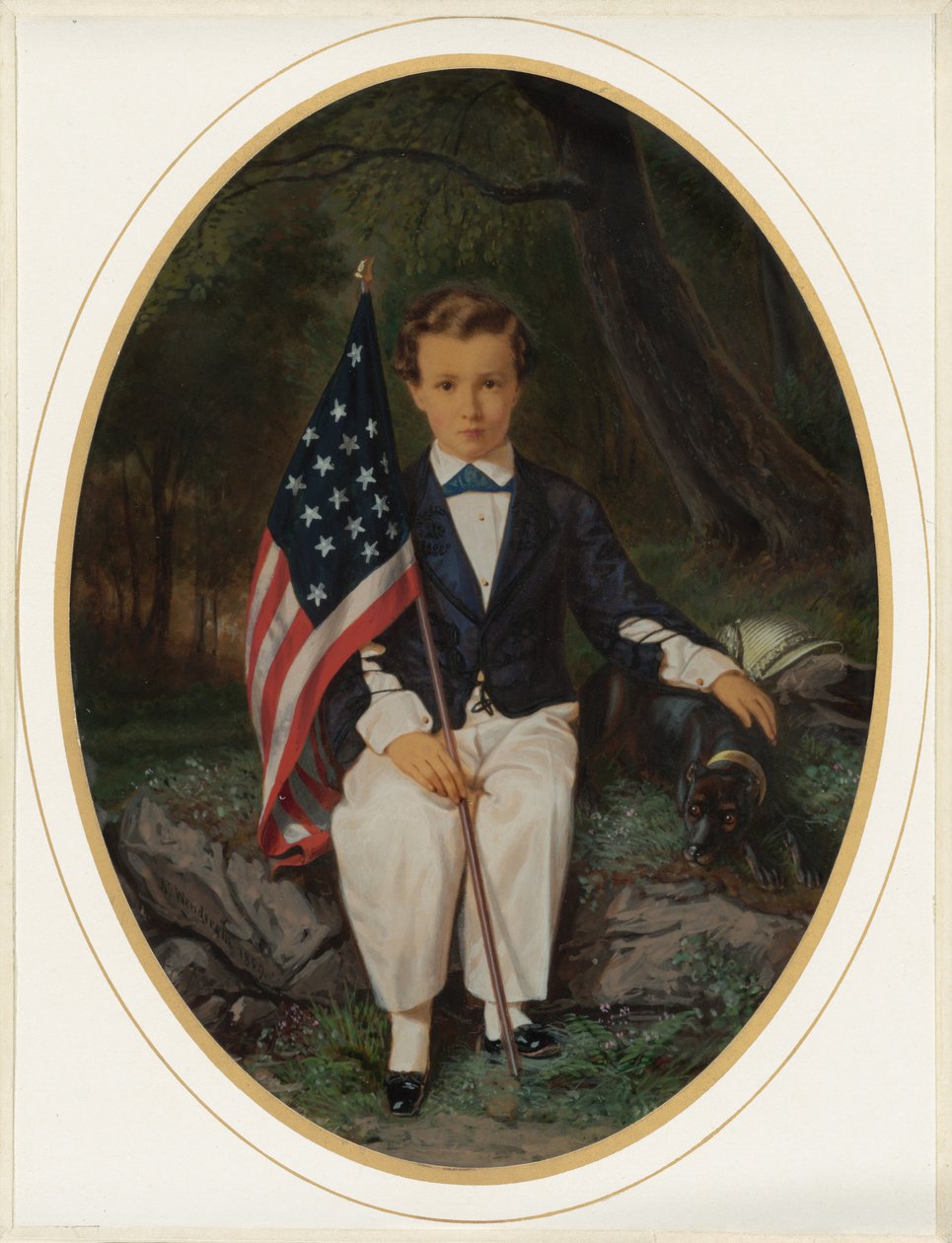 Portret van een jongen met een vlag,1859 (foto) door August Wenderoth