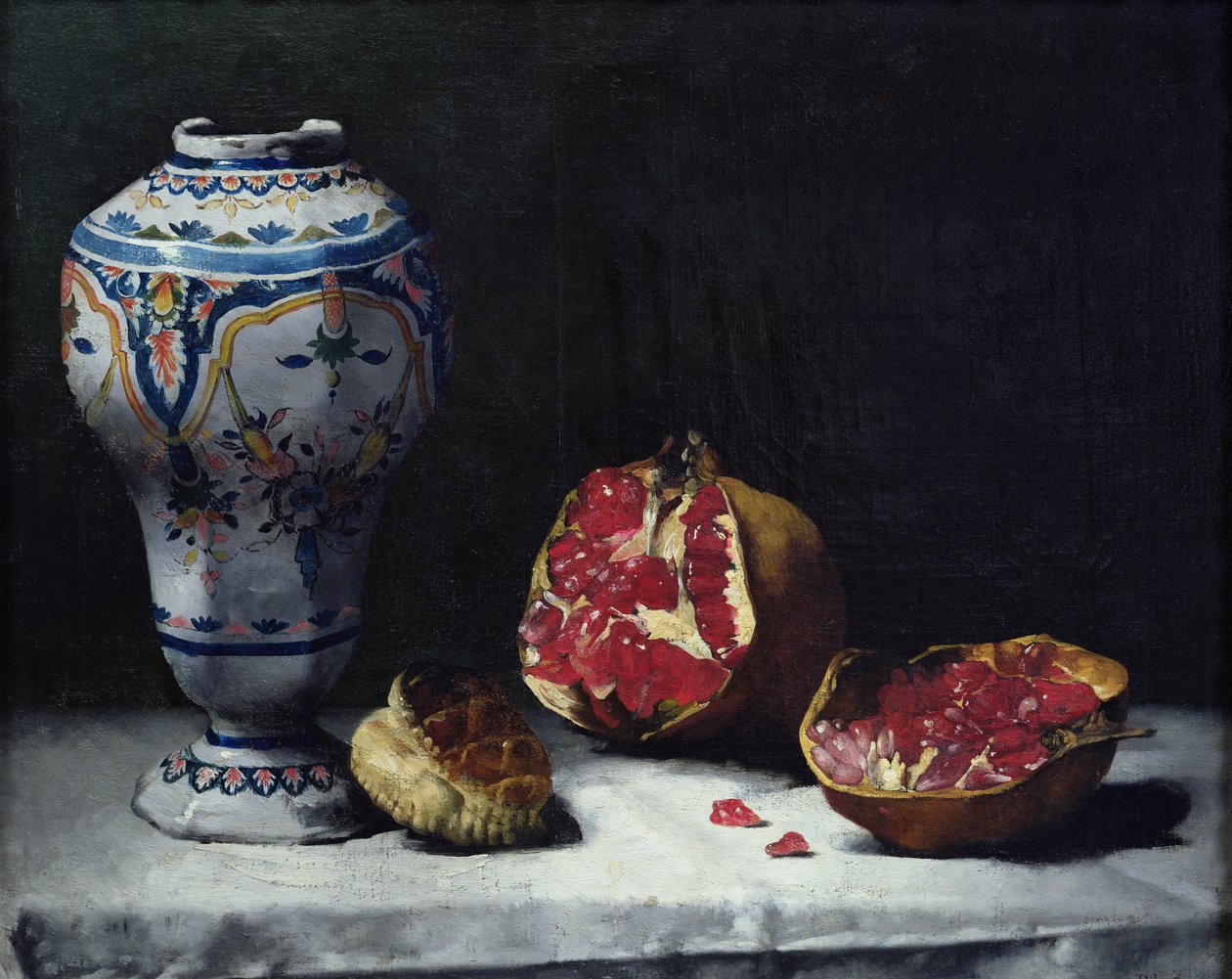 Stilleven met een granaatappel door Auguste Theodule Ribot