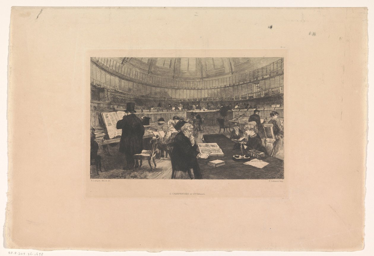 Leeszaal van het British Museum door Auguste Andre Lancon