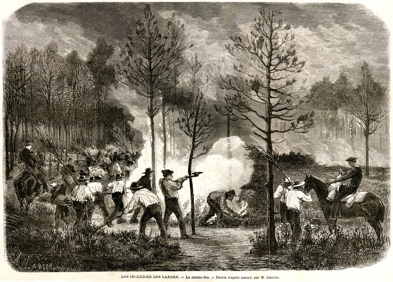 De grote brand van de Landes, het tegenvuur door Auguste Andre Lancon